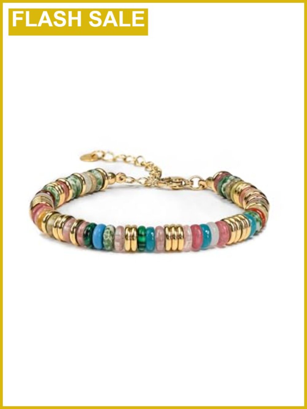 18K Gold Plated Beaded Bangle Bracelet Stack Set for Women Adjustable
